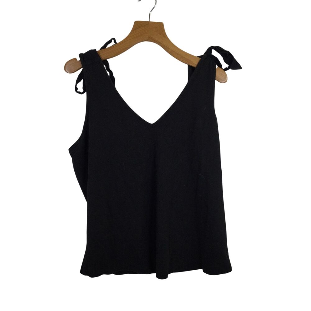 Maeve Womens Rafaela Bow-Tie Ribbed Tank Top Sleeveless Black Size 3X Plus